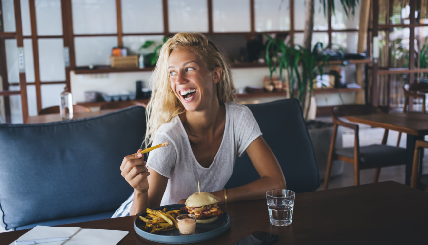 Happy Lady Eating